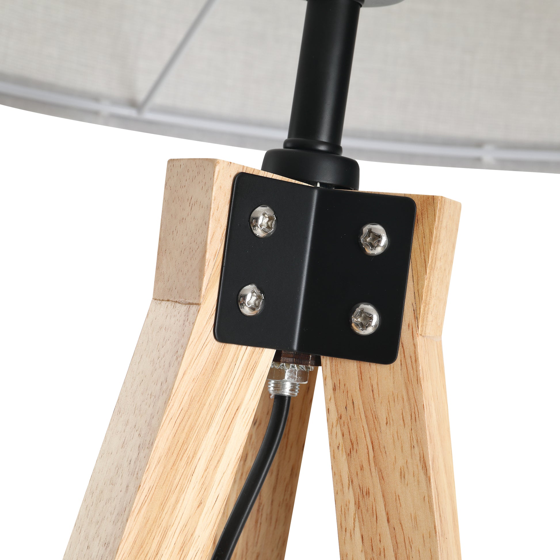 Wood Tripod Floor Lamp Home Lighting Elegant E27 Bulb Linen Shade Home Office