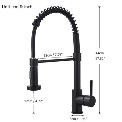 Matte Black Pull down Kitchen Faucet Chrome Dual Modes Nozzle Hot Cold Water Mixer Crane Tap Brass Spring Kitchen Sink Faucets