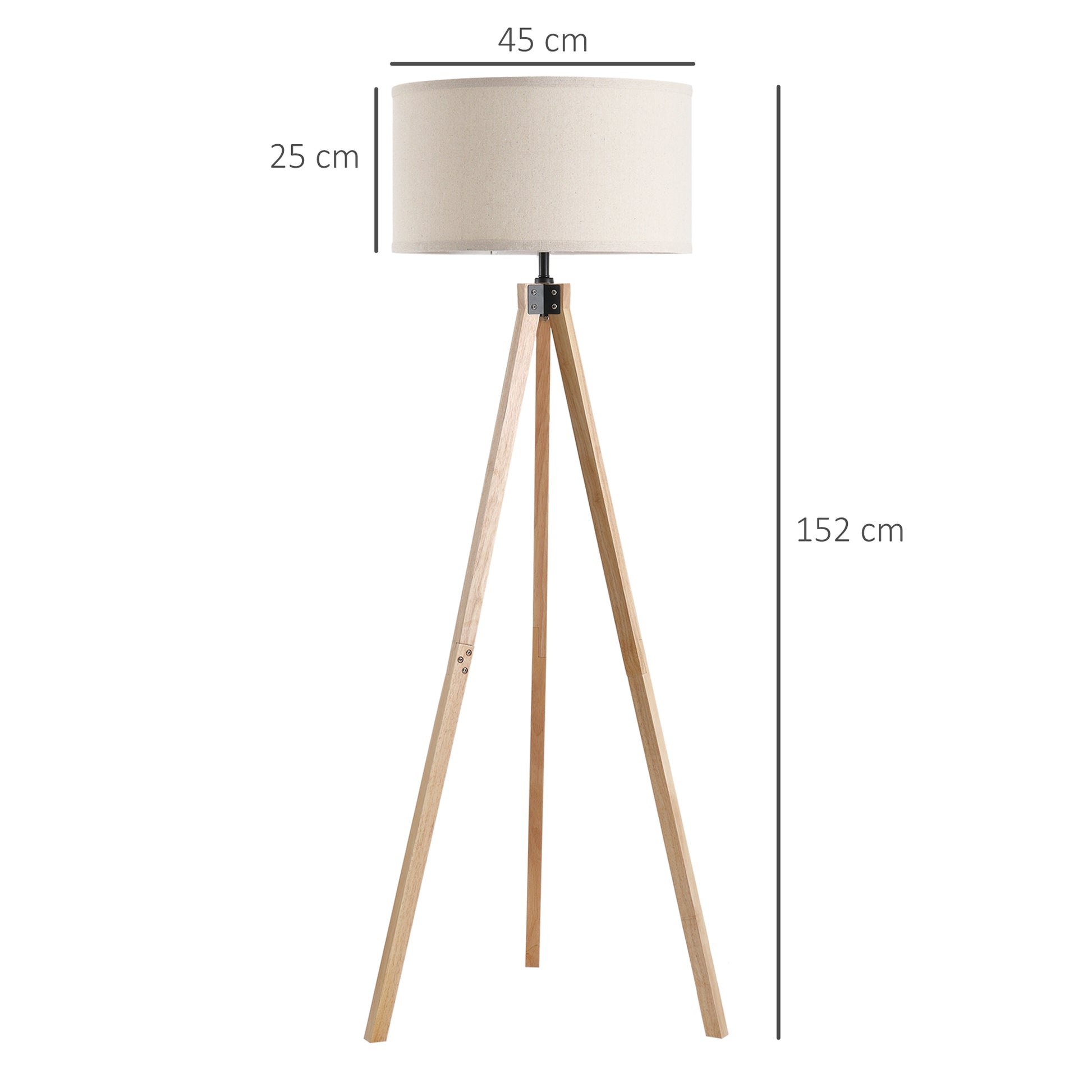 Wood Tripod Floor Lamp Home Lighting Elegant E27 Bulb Linen Shade Home Office