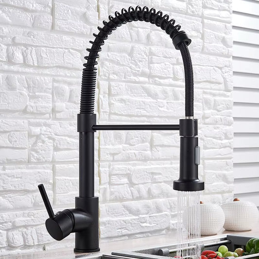 Matte Black Pull down Kitchen Faucet Chrome Dual Modes Nozzle Hot Cold Water Mixer Crane Tap Brass Spring Kitchen Sink Faucets