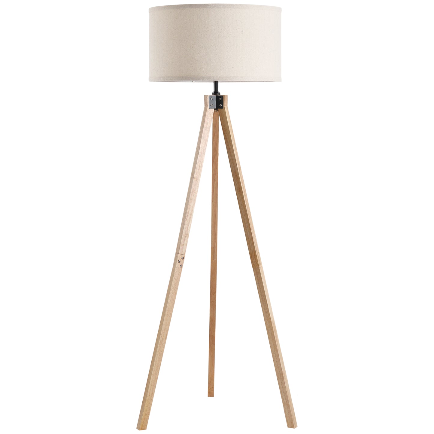 Wood Tripod Floor Lamp Home Lighting Elegant E27 Bulb Linen Shade Home Office