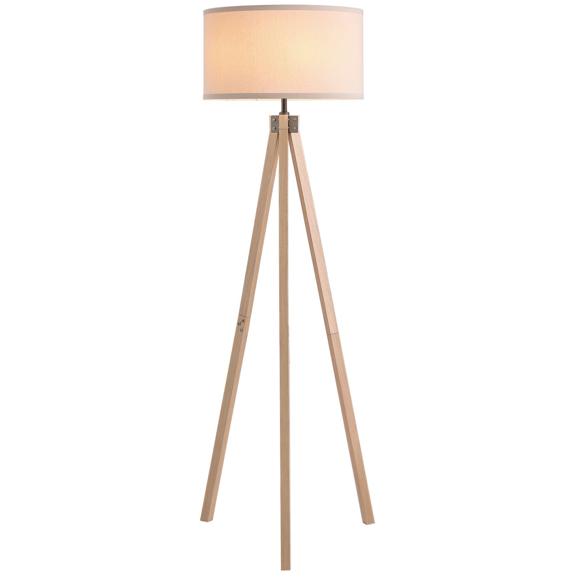 Wood Tripod Floor Lamp Home Lighting Elegant E27 Bulb Linen Shade Home Office