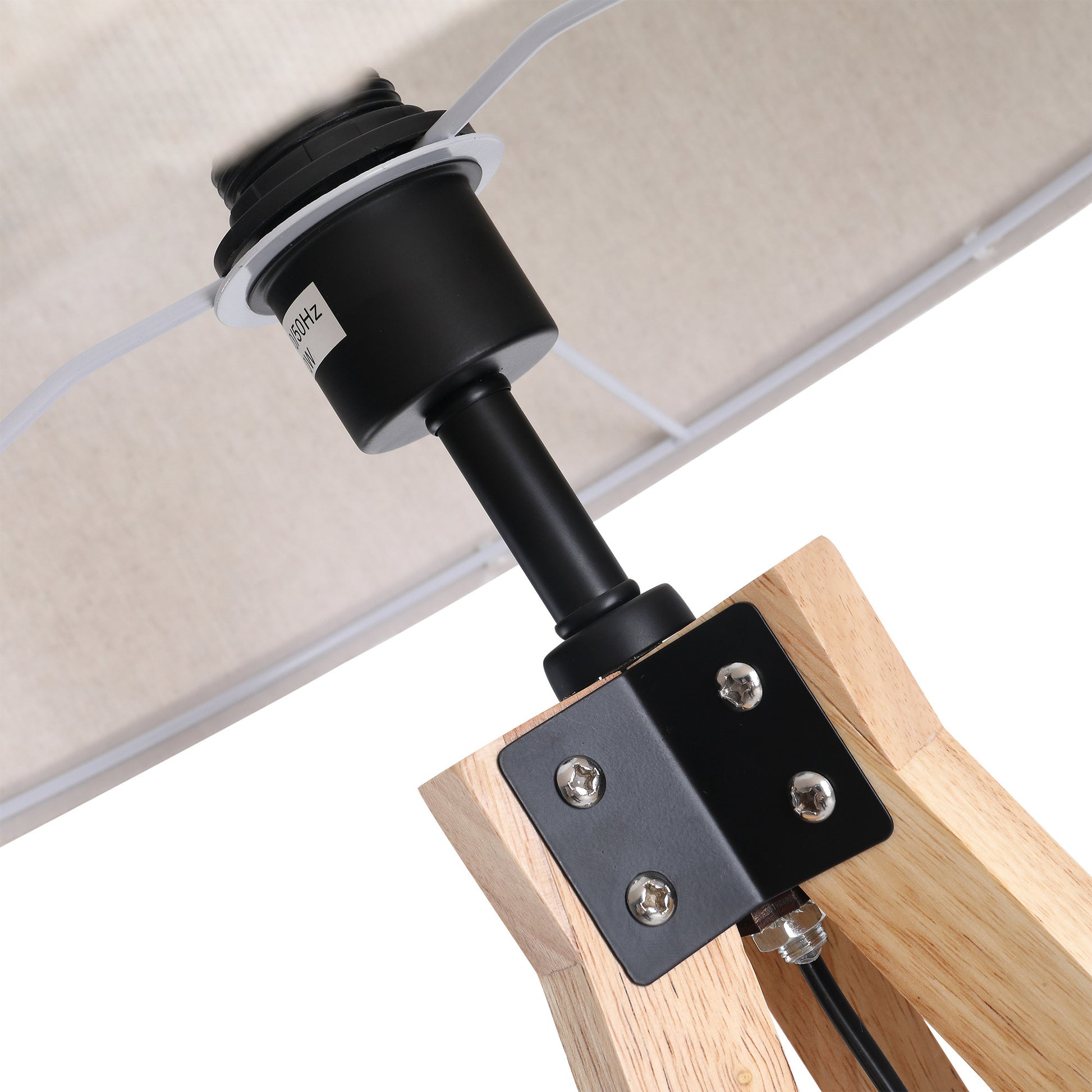 Wood Tripod Floor Lamp Home Lighting Elegant E27 Bulb Linen Shade Home Office