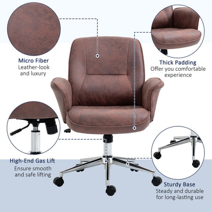 Vinsetto Home Office Chair Microfibre Swivel Chair for Home Study, Red