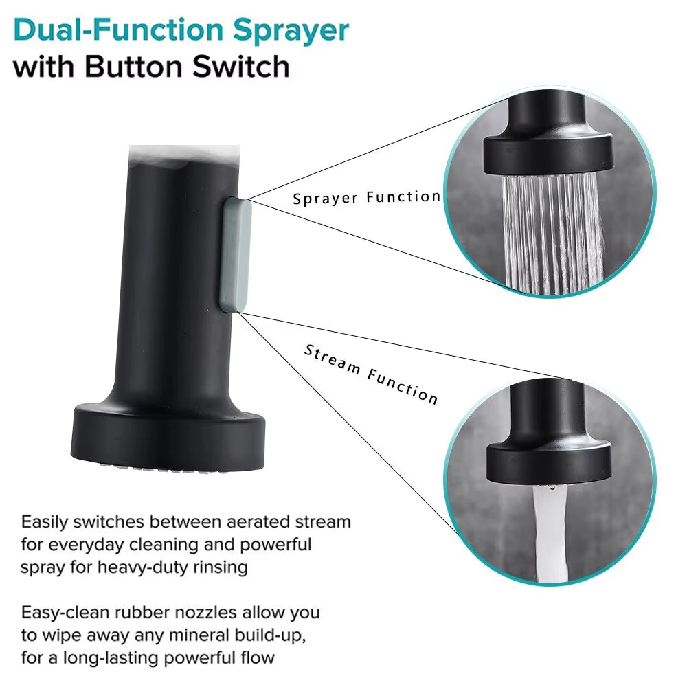 Matte Black Pull down Kitchen Faucet Chrome Dual Modes Nozzle Hot Cold Water Mixer Crane Tap Brass Spring Kitchen Sink Faucets