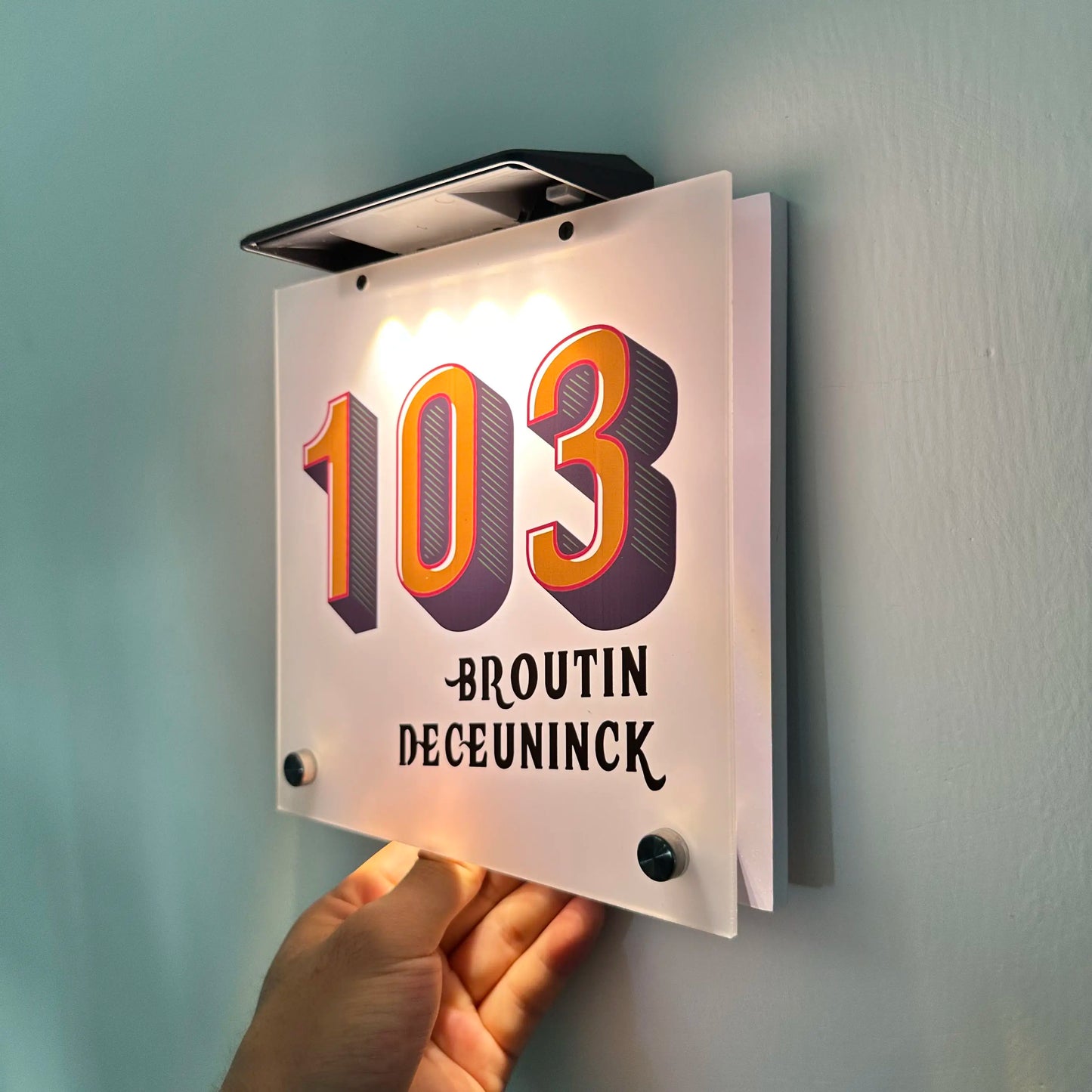Customized LED Illuminated House Number Outdoor UV Print Solar House Sign Solar Lights Outdoor House Numbers Decor Door Sign
