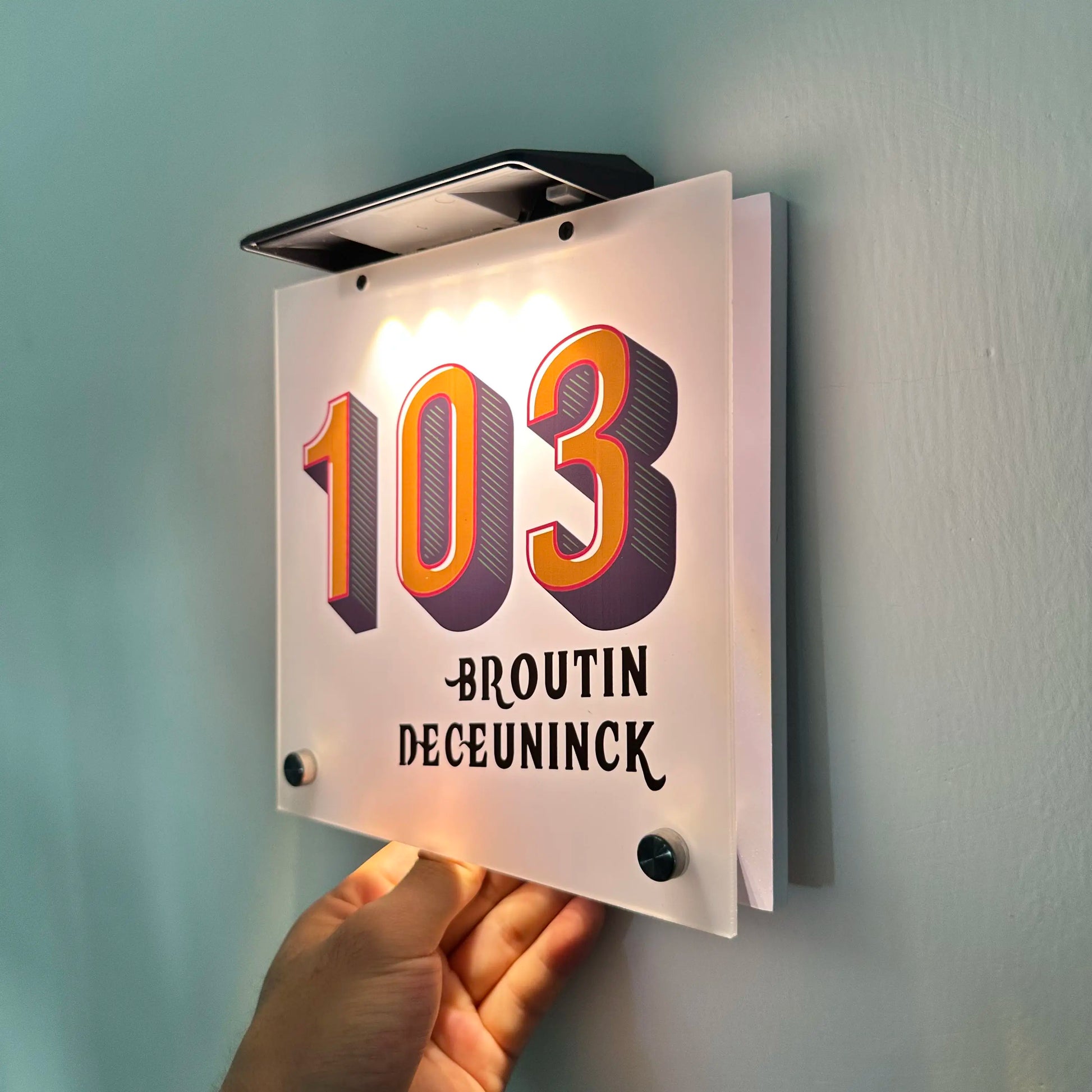 Customized LED Illuminated House Number Outdoor UV Print Solar House Sign Solar Lights Outdoor House Numbers Decor Door Sign