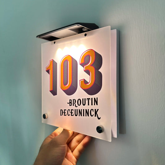 Customized LED Illuminated House Number Outdoor UV Print Solar House Sign Solar Lights Outdoor House Numbers Decor Door Sign