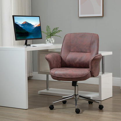 Vinsetto Home Office Chair Microfibre Swivel Chair for Home Study, Red