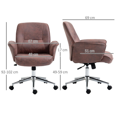 Vinsetto Home Office Chair Microfibre Swivel Chair for Home Study, Red