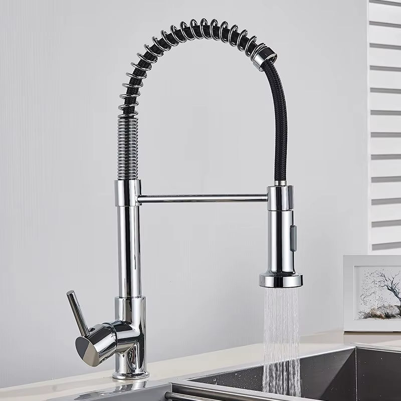 Matte Black Pull down Kitchen Faucet Chrome Dual Modes Nozzle Hot Cold Water Mixer Crane Tap Brass Spring Kitchen Sink Faucets