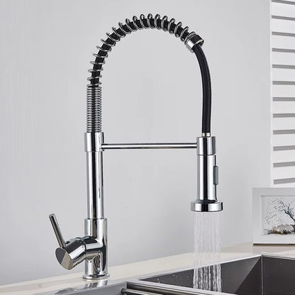 Matte Black Pull down Kitchen Faucet Chrome Dual Modes Nozzle Hot Cold Water Mixer Crane Tap Brass Spring Kitchen Sink Faucets
