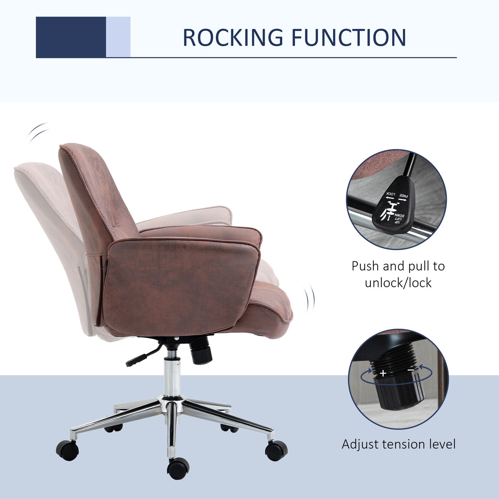 Vinsetto Home Office Chair Microfibre Swivel Chair for Home Study, Red