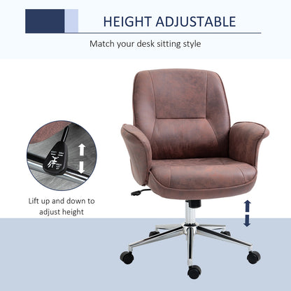 Vinsetto Home Office Chair Microfibre Swivel Chair for Home Study, Red